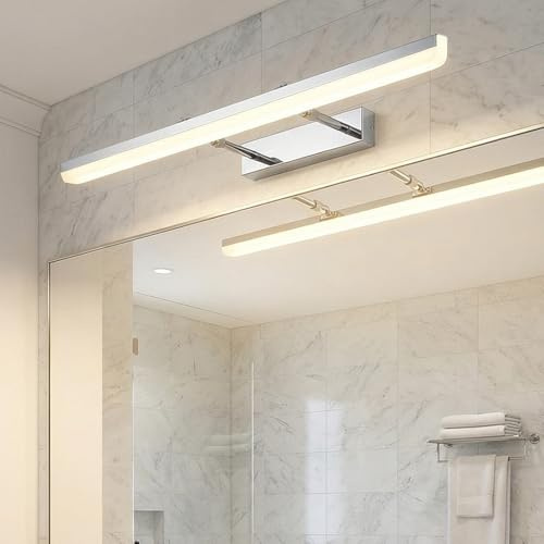 TONGNIDA Bathroom Mirror Lights 15.75,9W Three Color Temperatures Picture Lights for Wall with Adjustable Angle,800LM IP65 Bathroom Wall Lights with Telescopic Rod for Shaver Make Up