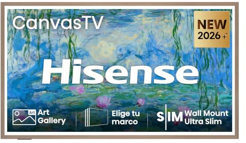 Hisense Canvas TV QLED 144Hz 65 4K 65S7S | Hi-Matte Display, Art Gallery, Audio Tuned by Devialet, VIDAA OS, Dolby Vision IQ, 4 HDMI, Wifi, BT, AirPlay2, 2026 Model