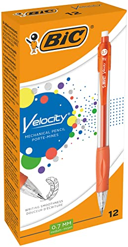 BIC Velocity Druckbleistift mit 3 x 0,5 mm HB führt Box, 12 Stück 0.7mm schwarz