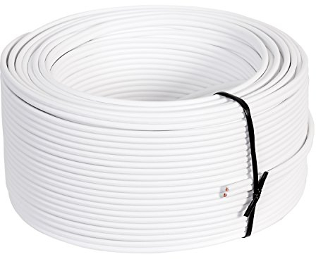 Misterhifi 10 m Lautsprecherkabel 2 x 2,5 mm², Litze: 2 x 78 x 0,2 mm, weiß isoliert, 99,99% OFC Kupferkabel, Made in Germany, Boxenkabel/Audiokabel für Lautsprecher und Heimkino