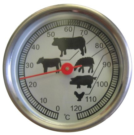 Boni-Shop Edelstahl Thermometer 0-120° C Temperatur räuchern Räucherofen