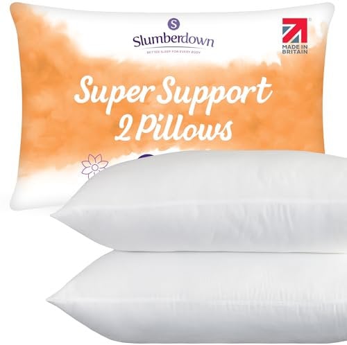 Slumberdown Super Support Pillows 2 Pack - Firm & Supportive Pillow for Side Sleepers, Reduces Neck & Shoulder Pain | Foam Block, UK-Made, Non-Allergenic & Washable (48 x 74cm)