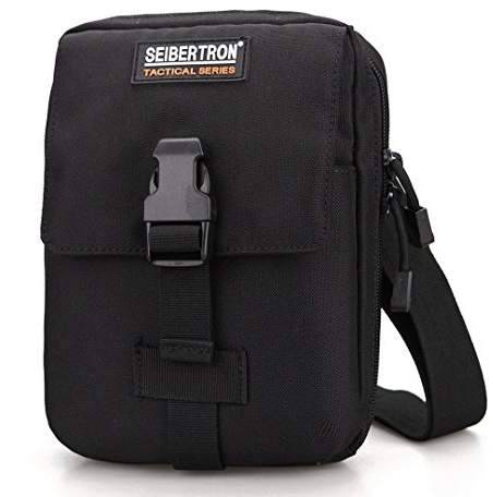 Seibertron Taktische Militäraußen Molle 7,9 Tablet Schultertasche Freizeit Brieftasche Beuteltasche wasserdicht Hüfttasche Gürteltasche Kreditkarten Handytasche Sport Joggen Wandern Biken Schwarz