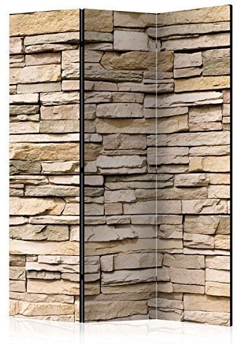 murando Raumteiler Stein-Optik Foto Paravent 135x172 cm beidseitig auf Vlies-Leinwand Bedruckt Trennwand Spanische Wand Sichtschutz Raumtrenner beige f-B-0013-z-b