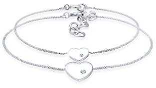 Elli Armband Damen Set Herz Anhänger Mutter Kind mit Kristallen in 925 Sterling Silber