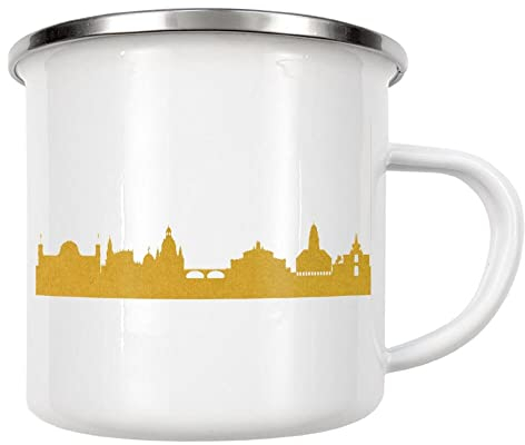 artboxONE Emaille Tasse Dresden Gold Druck von 44spaces - Emaille Becher Städte