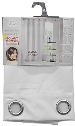 Douceur d'Intérieur Ösenvorhang, 140 x 260 cm, Polyester, Thermisch, icemount, Weiß