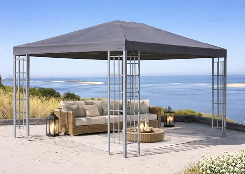 QUICK STAR Rank Pavillon 3x4m Metall Garten Partyzelt Anthrazit RAL 7012