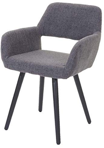 Mendler Esszimmerstuhl HWC-A50 II, Stuhl Küchenstuhl, Retro 50er Jahre Design - Textil, grau, dunkle Beine