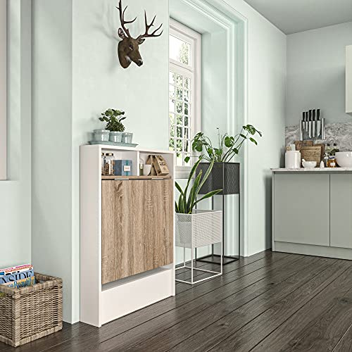 Menzzo Table Console Style scandinave Bekna Bois Blanc et Chêne Clair