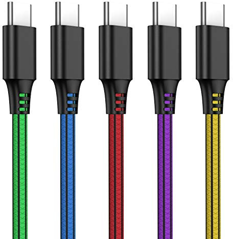 SCHITEC USB C Charger Cable, 5 Pack PVC Type C Fast Charging Data Cable for Samsung Galaxy S21 S20 S10 S9 + S8 Plus Note 9 8, LG G5, Google Pixel XL and More USB-C Devices