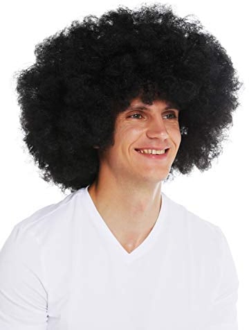 WIG ME UP - 3256-P103 XXL riesige Afro-Perücke Damen Herren Karneval voluminös schwarz 70er