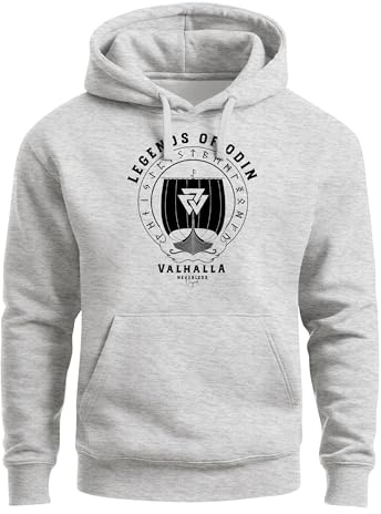 Neverless® Hoodie Herren Print Legends of Odin Valhalla Vikings Wikinger Kapuzen-Pullover Männer