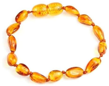 SilverAmber Bracelet de cheville en ambre de la Baltique Fait à la main 100 % ambre véritable Perles de haricot Qualité supérieure Tailles 12-26 cm, Tissu