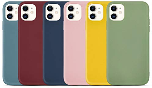 freesiom Coque iPhone 11 Lot de 6 Silicone Souple Couleur Pastel Uni Caoutchouc Rose Pale Jaune Femme Antichoc Ultra Fine Case Cover Protection Bumper Housse Étui Cadeau Couple