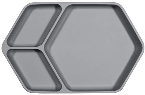 Kindsgut Silikon-Teller, Sauggeschirr aus Silikon, guter Halt und rutschfest dank Saugnapf, Dunkelgrau