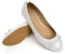 Dernolsea Womens Ballet Flats, Patent Leather Bow Round Toe Foldable Flat Slip On Pumps Dolly Ballerina Shoes White Size 5