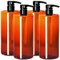 Youngever 4er-Set 1L Pumpflaschen für Shampoo, Mehrweg Kunststoff Pumpspender Seifenspender Dispenser Lotionspender Leerflasche für Flüssige Shampoo Lotionen Küche Bad (Amber)