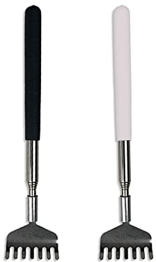 2 Piezas Rascador Trasero,Rascador Trasero Extensible Portable con la manija telescópica,Rascador Espalda, Back Scratcher Massager con la manija Telescópico,Acero Inoxidable Back Massager Tool 21-68cm