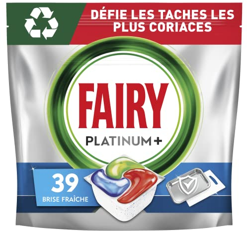 Fairy Platinum Plus Tablettes Lave-Vaisselle All In One, Brise Fraîche Aux Herbes, 39 Capsules, Nettoyage Optimal Pour Une Vaisselle Propre Comme Neuve, Redonne De L’Éclat Et Prévient Le Calcaire