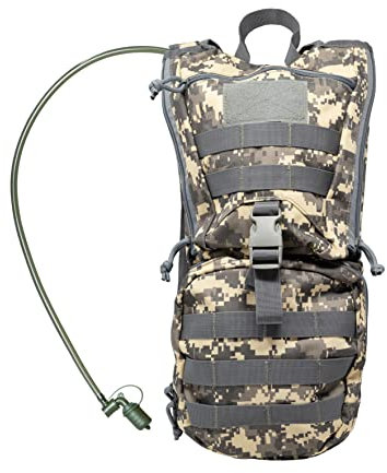 Save & Protect Trinkrucksack mit Trinkblase 2,5L für Fahrrad, Laufen, Wandern, nach Militärstandart - robust, sicher und wasserabweisend - Farbe ACU Camouflage Tarnmuster
