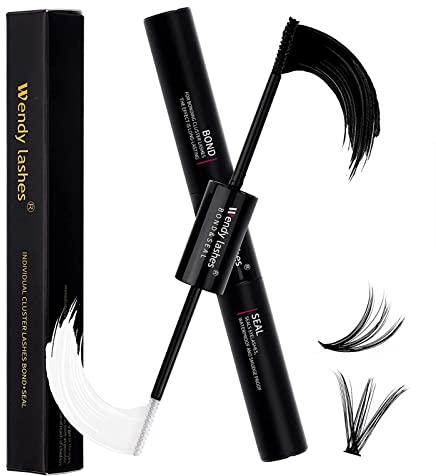 Faux Cils Individues Lash Bond et Seal Colle pour Extensions de Cils Cluster Cils Adhésif Pour Colle Cils Mascara à Cils Individuels sans Latex à Forte Tenue pour Maquillage Personnel(5ml+5ml)