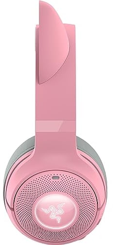 Razer Kraken Kitty V2 BT - Auriculares RGB inalámbricos por Bluetooth con orejas de gatito (Bluetooth 5.2, Diafragmas TriForce de 40 mm, Construcción ligera de 325 g) Quartz Rosa