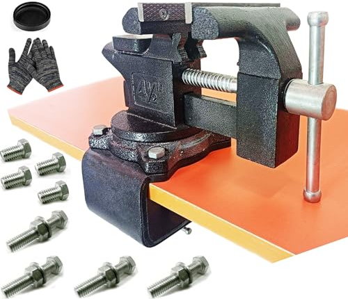 MYTEC 2-In-1 Work Bench Vise, Upgraded Multi-Purpose Table Vice, Universal Rotate 270°Work Clamp-On Vise, 4.5 black