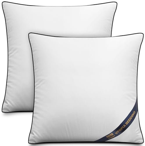 Utopia Bedding 2er Set Kissen 50x50 cm, Kissenfüllung für Bett und als Dekokissen, Sofakissen, Zierkissen für Couch (Weiß)