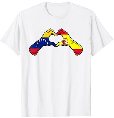 Bandera de Venezuela España - Corazón español venezolano Camiseta