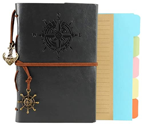 Latex Bindemittel A6 Pu. Bindemittelbinder Bindemittel 6 Ring Notebook Coverplaner Reisejournal, nachfüllbares Notizbuch mit gefütterten Seiten und 5 Trennwände Bindemittel ( Size : A6-Dark gray )