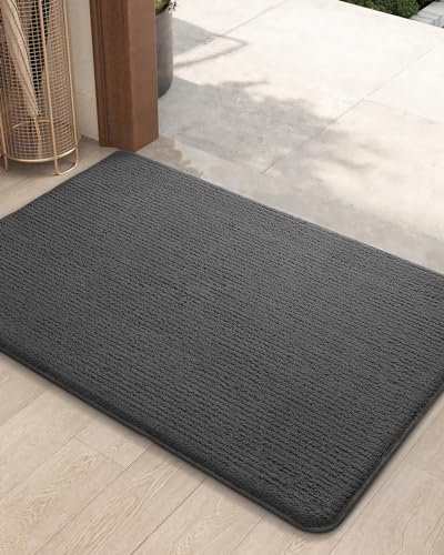 Color&Geometry Door Mat, Doormat Dirt Trapper Non-slip, Machine Washable, Soft, Absorbent Entrance Rug Floor Mat Entryway, Patio, Hallway, Garden, Indoor, Outdoor, Pets & Dogs (Dark Grey, 60x90cm)