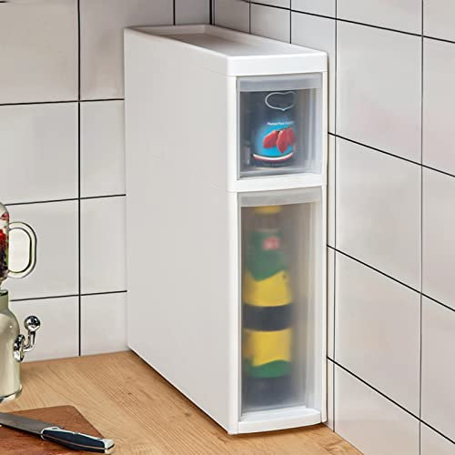 Boite Rangement Plastique Bureau Petite Armoire de Salle de Bain de 6,3 Pouces (L) avec tiroirs de Rangement étroits en Plastique, Rangement pour Papier Toilette, Armoire de Rangement pour p