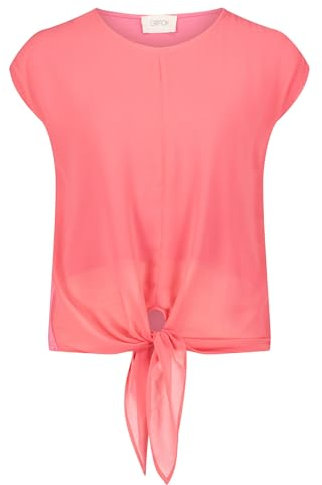 Cartoon Damen Rundhals-Shirt mit Schleifenknoten Geranium,44