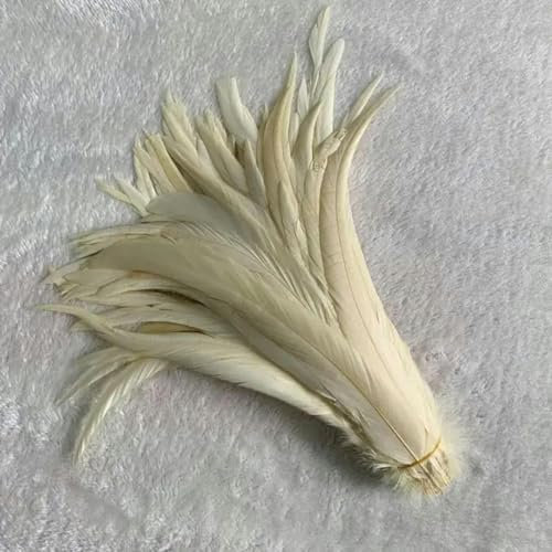Pluma de cola de gallo natural 100 unids/lote penacho de gallo 25-45 cm rosa rojo DIY ropa joyería decoración fiesta escenario rendimiento-beige-35-40 CM