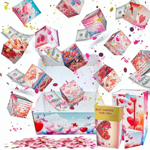 20pcs Explosionsbox Lustig Geschenke Überraschungsbox mit Grußkarte Konfetti DIY Explosionsgeschenkbox Pop Up Geldgeschenke Verpackung für Muttertag Hochzeit Abschlussfeier Supplies