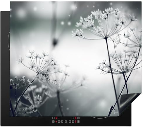 KitchenYeah© Protege Plaque Induction 59x52 cm Deco Gadget Cuisine Accessoires Pratique Protection De Vitroceramique Fleurs - Hiver - Neige - Nature - 59x52 cm