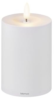 blomus LED Kerze -NOCA- | Farbe Micro Ship | Größe S | Batteriebetriebene Stumpenkerze mit Timerfunktion, Outdoor, Spritzwassergeschützt | Höhe 12cm, Breite 7cm, Länge 7cm