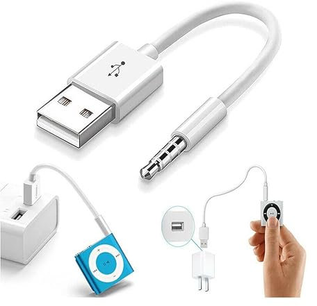 Mr. Gadget's Solutions SYNC USB Ladekabel 12 cm Kabel für iPod Shuffle 3. 4. Gen 3 4 kurz und weiß
