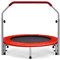 LIFEZEAL Faltbares Trampolin, Mini Rebounder mit verstellbarem Handlauf, Fitness Indoor Minitrampolin für Erwachsene & Kinder, Ø 101 cm, bis zu 150 kg (Rot)