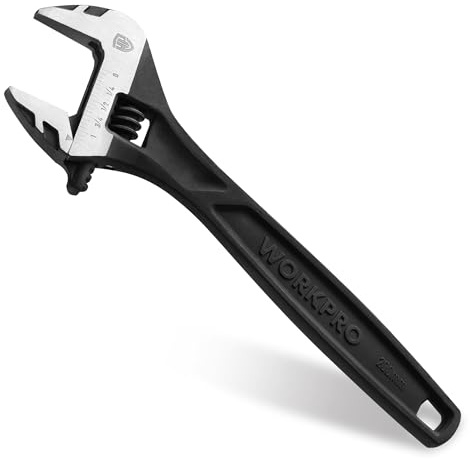WORKPRO 8 Adjustable Wrench, Black Oxide Wrench 8 Inch with Inch/Metric Scale, Premium Cr-V Steel
