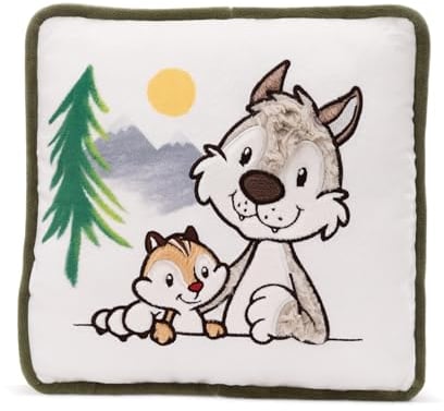 NICI Forest Friends Kinder Kissen Wolf Winny & Streifenhörnchen JoJo 25x25cm - Kleines Kuschelkissen flauschig, Für Mädchen, Jungen & Erwachsene – 49955