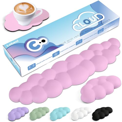 Cloud Wrist Rest for Keyboard Arm Rest with Non-Slip Base, Extended Memory Foam for Typing, Pain Relief, Office & Gaming