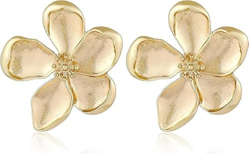 JIOLINK Blumen Ohrstecker, 1 Paar goldene Blumenohrringe, Modeschmuck für Damen und Mädchen, Geschenk für Muttertag, Valentinstag, Geburtstag (B)