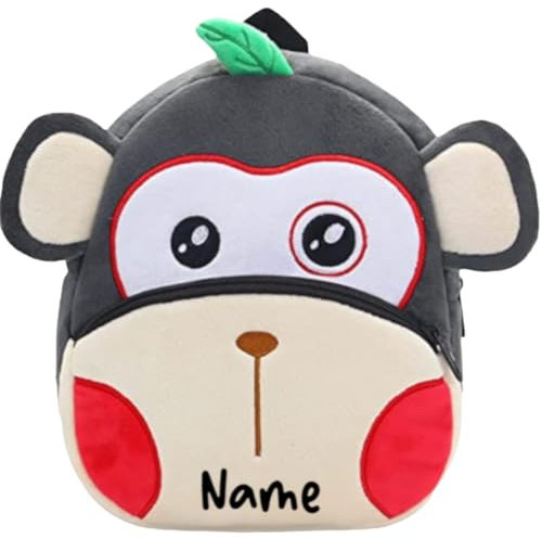 Ahoiikids Personalisiertes Kinder Rucksack - Weicher Plüsch Affen-Rucksack mit Namen - Niedlicher Kinderrucksack für Jungen und Mädchen - Vorschulrucksack - Geschenk für Kleinkinder