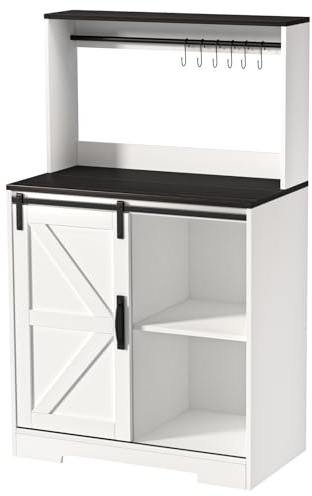 RFEGJVII Buffetschrank mit Schublade, moderne Höhe, Buffet-Sideboard, Barschrank mit Haken, Aufbewahrungsschrank mit Schiebetür, Kaffeebar für Esszimmer, Flur, Wohnzimmer, Küche, Aufbewahrung C