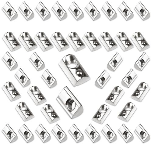 45 Stk Nutensteine M6 mit Kugel Nut 8 T Nutsteine Schrauben Set 30-Serie mit Zentrierung Steg M6 Aluprofil 30x30 Kohlenstoffstahl Gleitmutter mit Federkugel für Alu C Profil 3D Drucker CNC Europanorm