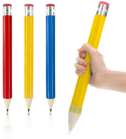 OT-NVWOZR 3 Stück Riesen Bleistift mit Radiergummi, Großer Holzbleistift Lustiger Riesenbleistift, 35cm Holz Jumbo Bleistifte für Requisiten, Großer Bleistift Neuheit Bürobedarf