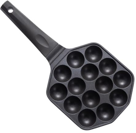 Amosfun 2 Stück 14 Backgeschirr Mini-Pfannkuchenpfanne Krakenball-Hersteller antihaft backblech non stick pan Pfanne mit Pfannkuchenbällchen Oktopus-Fleischbällchen-Form Harzgriff Black