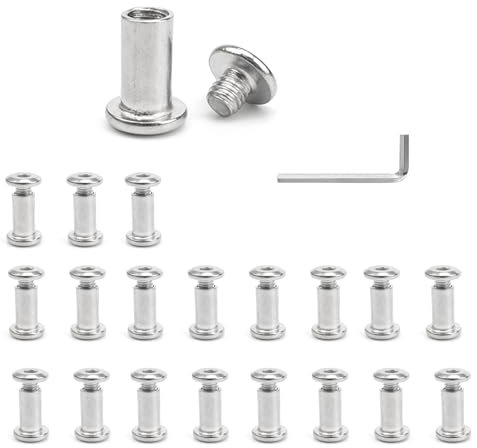 ZIJANG Boulon M6 20 Pièces, 304 Acier Inoxydable Vis D'assemblage avec Douille, Vis Assemblage Meuble avec Clé, Connecteurs Meubles pour Bricolage Artisanat Cuir Ameublement Reliure Album Photo